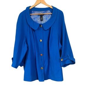 Lane Bryant Vibrant Blue Button-Front Jacket blazer Gold-Tone Buttons 28 plus